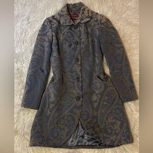 Merona Blue and Gold Paisley Coat